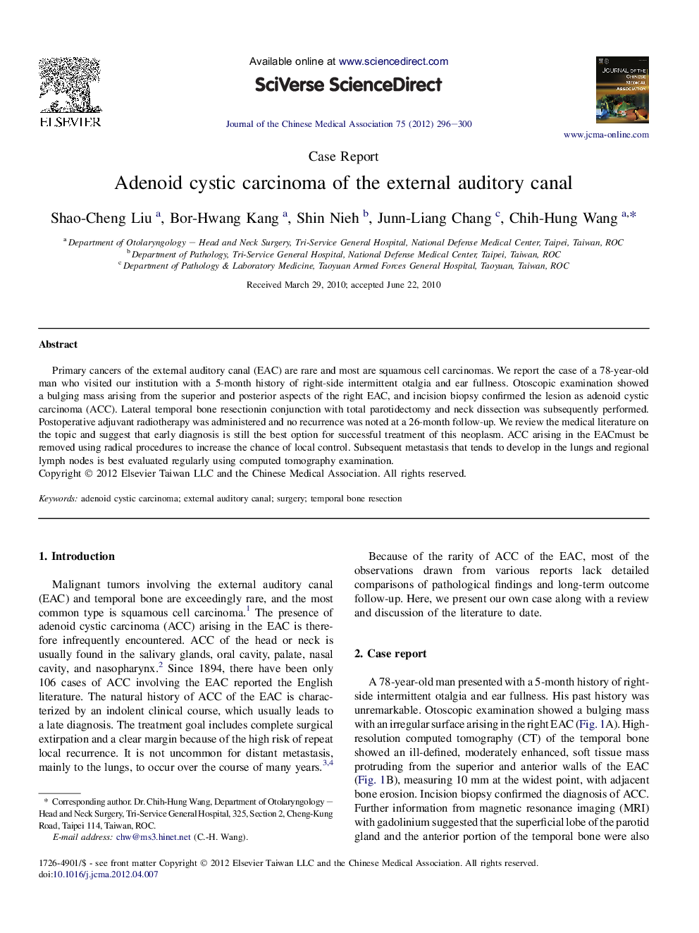 Adenoid cystic carcinoma of the external auditory canal