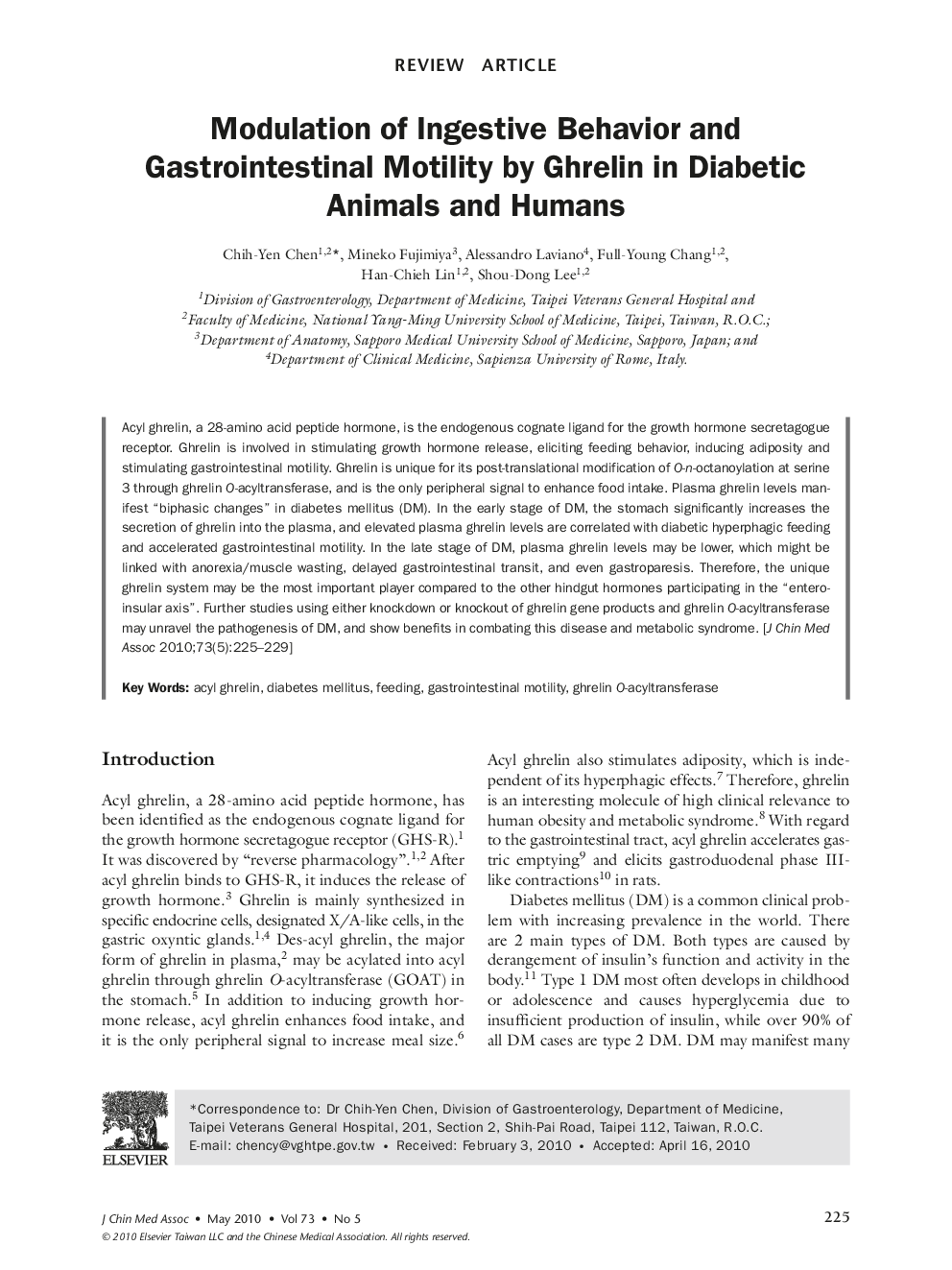 Modulation of Ingestive Behavior and Gastrointestinal Motility by Ghrelin in Diabetic Animals and Humans