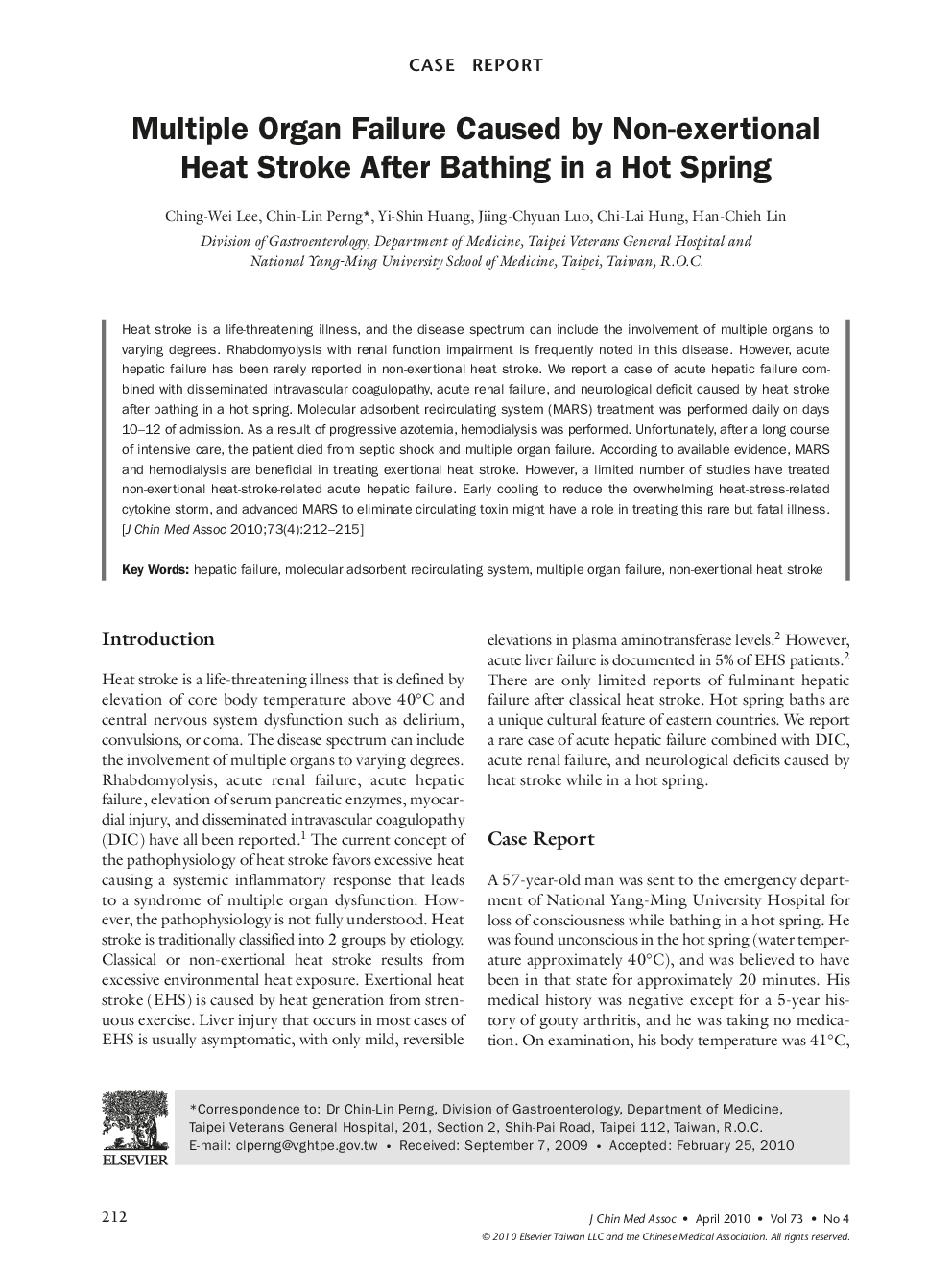 Multiple Organ Failure Caused by Non-exertional Heat Stroke After Bathing in a Hot Spring