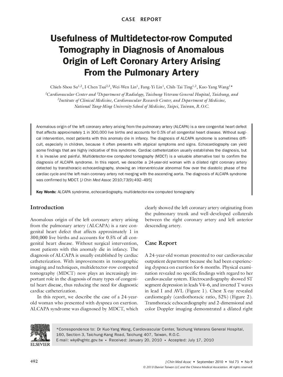 Usefulness of Multidetector-row Computed Tomography in Diagnosis of Anomalous Origin of Left Coronary Artery Arising From the Pulmonary Artery