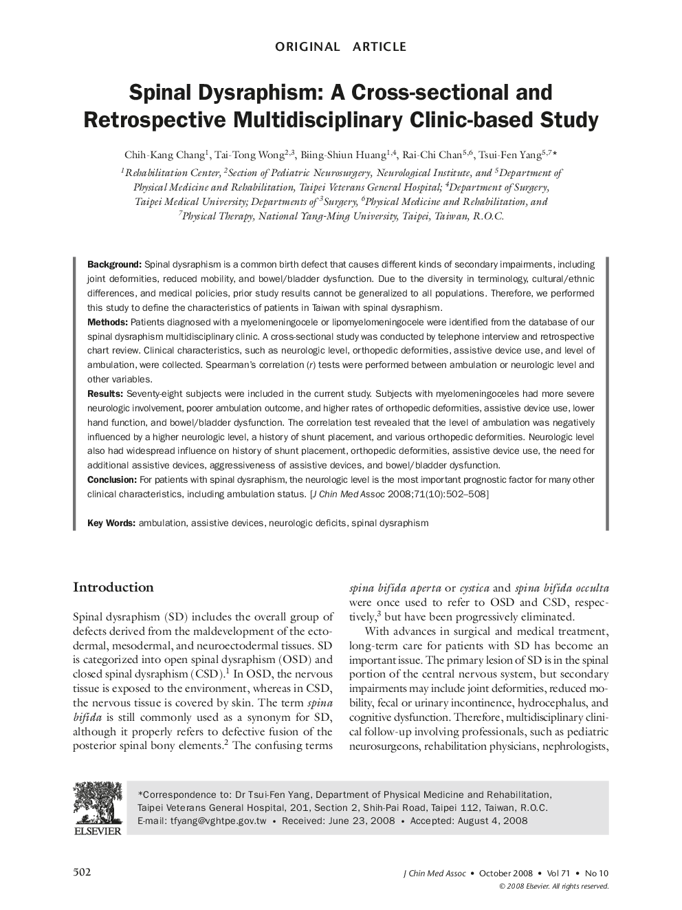 Spinal Dysraphism: A Cross-sectional and Retrospective Multidisciplinary Clinic-based Study