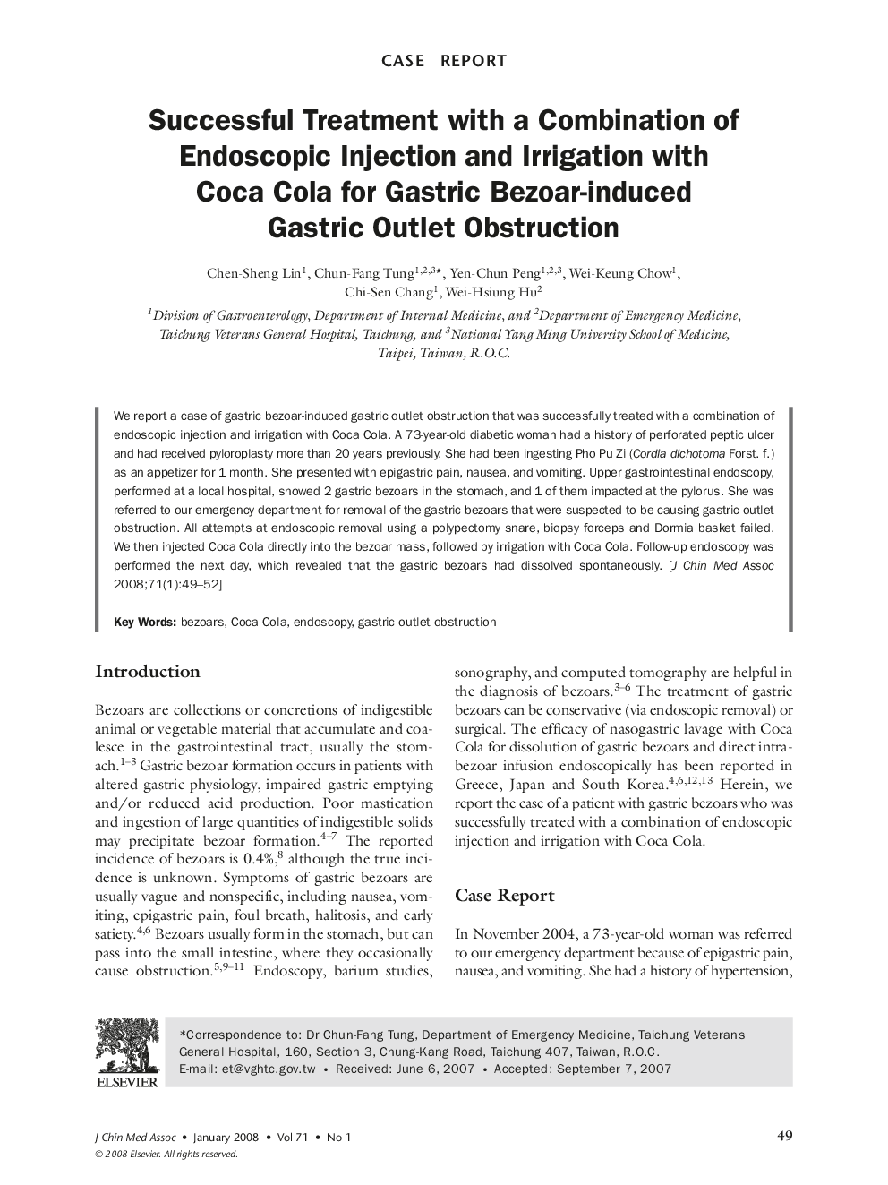 Successful Treatment with a Combination of Endoscopic Injection and Irrigation with Coca Cola for Gastric Bezoar-induced Gastric Outlet Obstruction