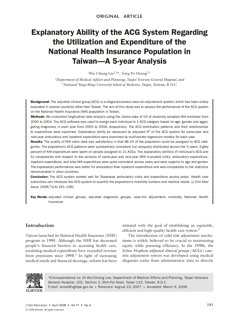 Explanatory Ability of the ACG System Regarding the Utilization and Expenditure of the National Health Insurance Population in Taiwan—A 5-year Analysis