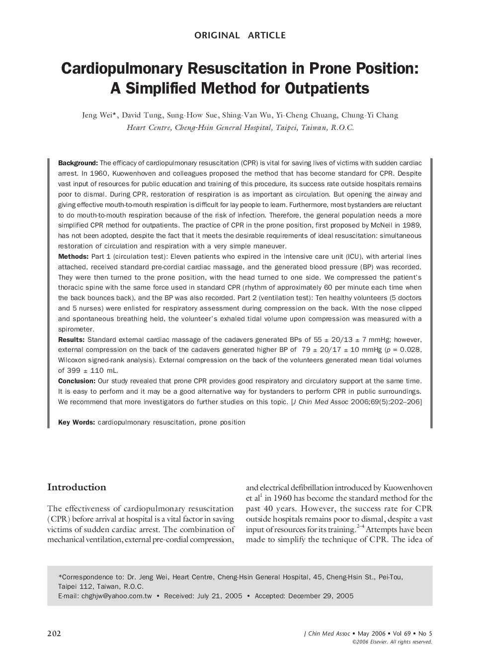 Cardiopulmonary Resuscitation in Prone Position: A Simplified Method for Outpatients