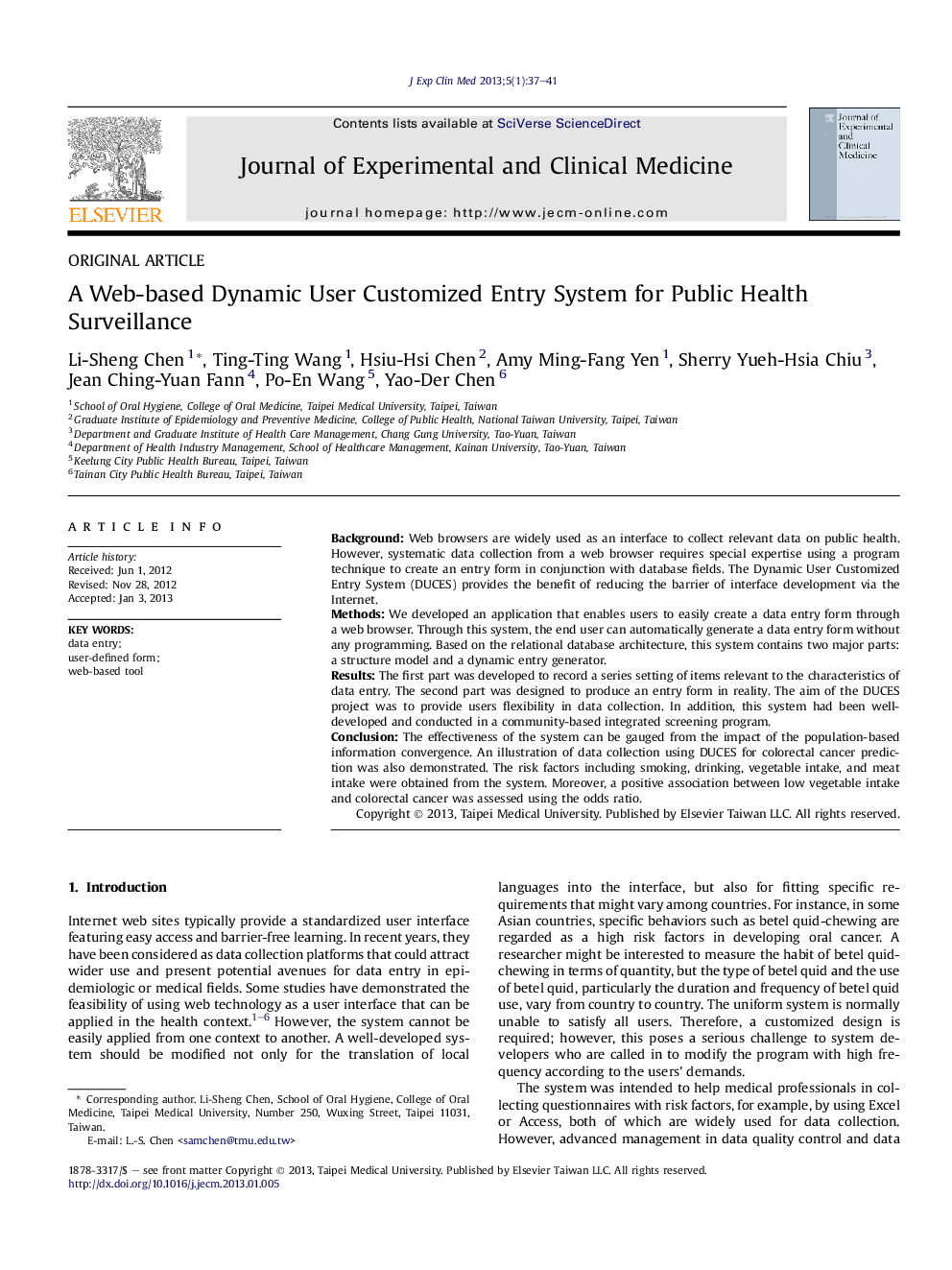 A Web-based Dynamic User Customized Entry System for Public Health Surveillance