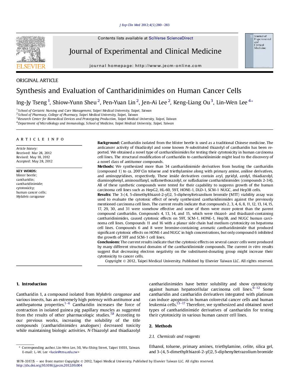 Synthesis and Evaluation of Cantharidinimides on Human Cancer Cells