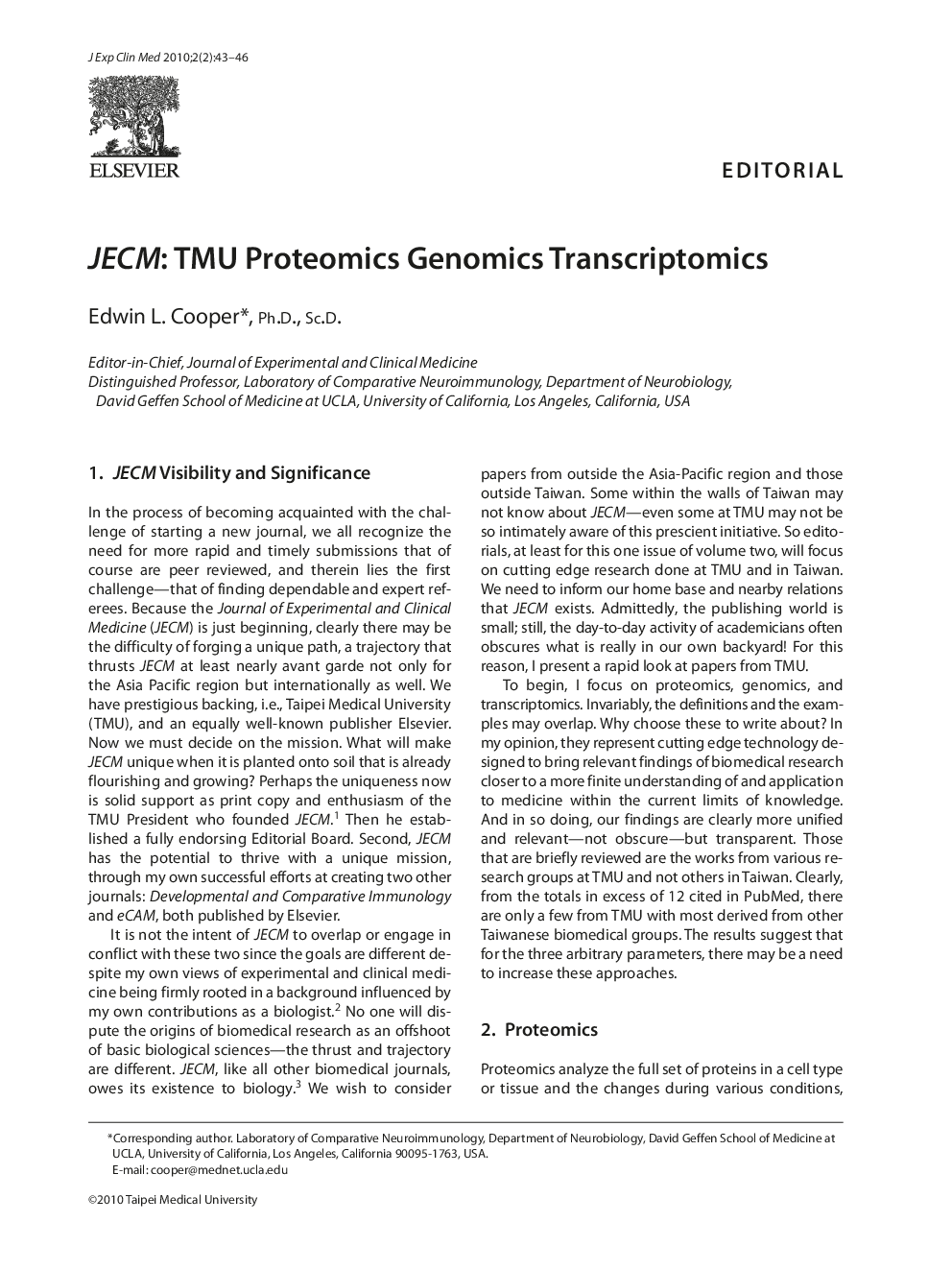 JECM: TMU Proteomics Genomics Transcriptomics
