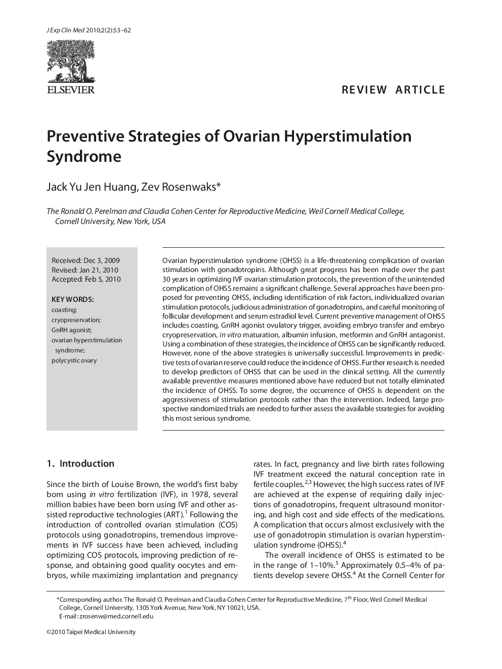 Preventive Strategies of Ovarian Hyperstimulation Syndrome