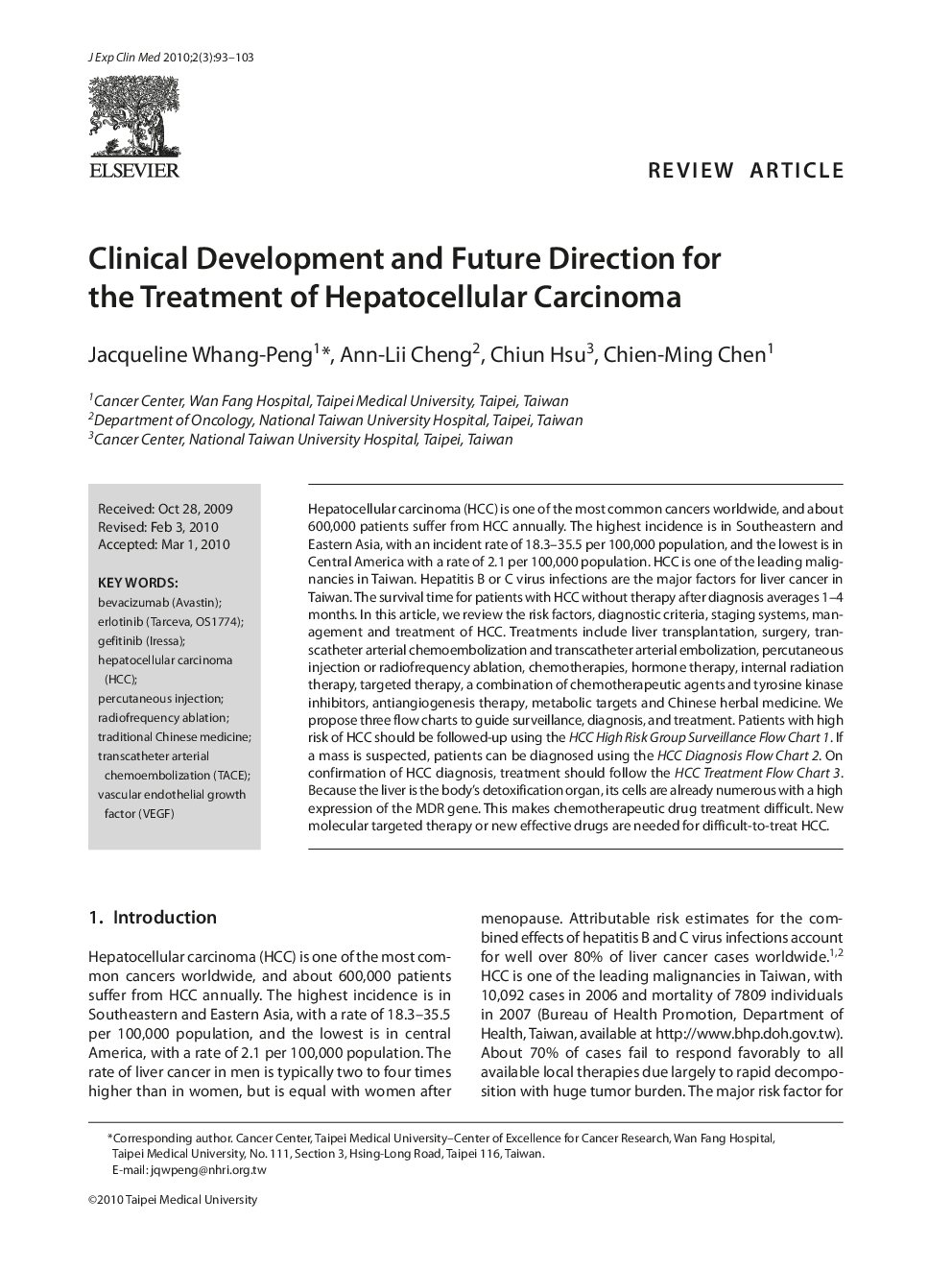 Clinical Development and Future Direction for the Treatment of Hepatocellular Carcinoma