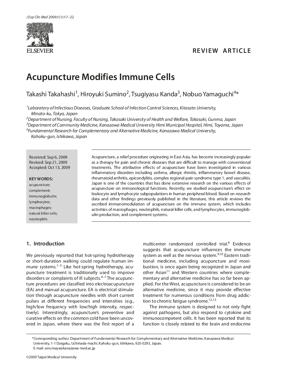 Acupuncture Modifies Immune Cells