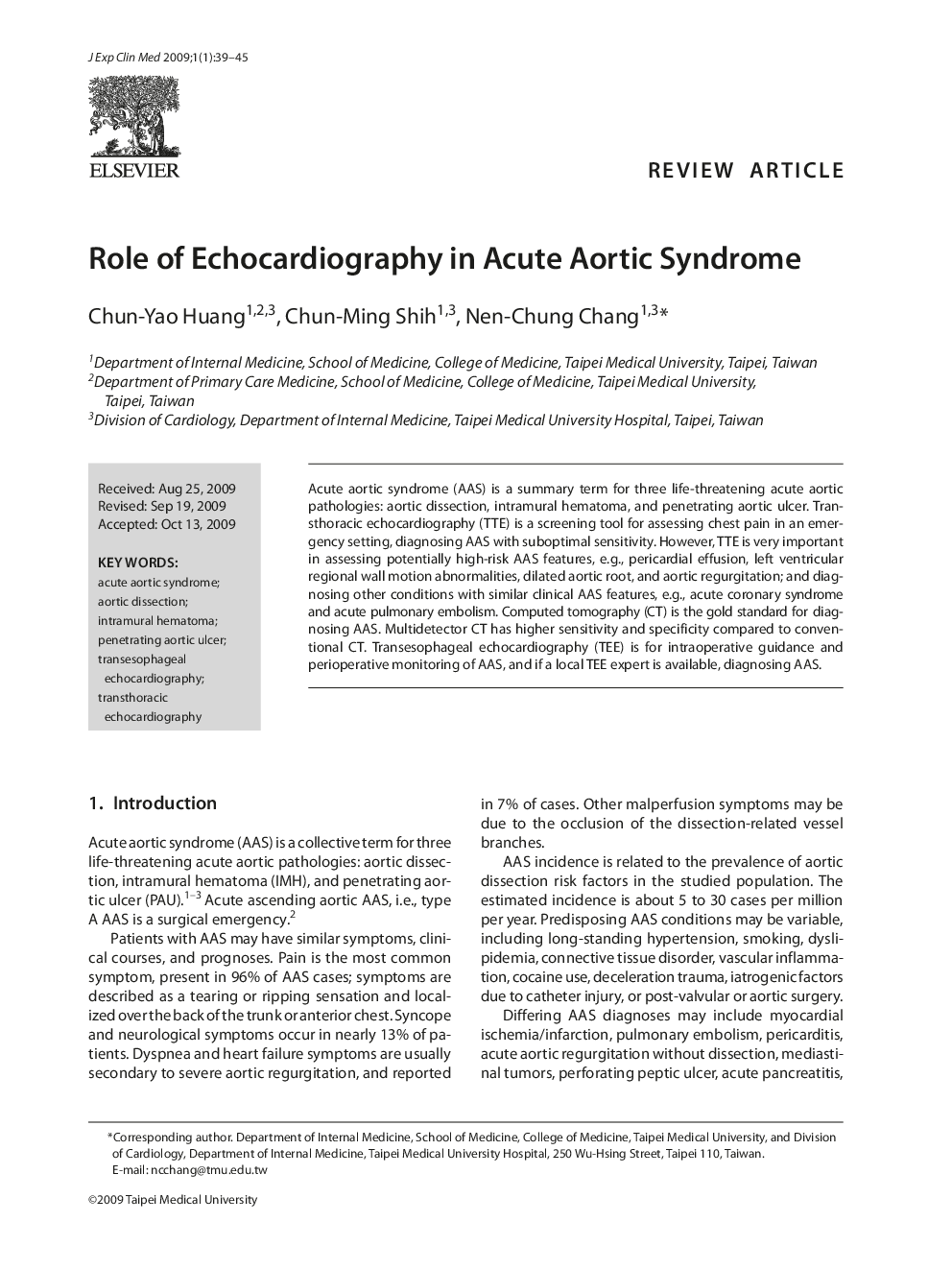 Role of Echocardiography in Acute Aortic Syndrome
