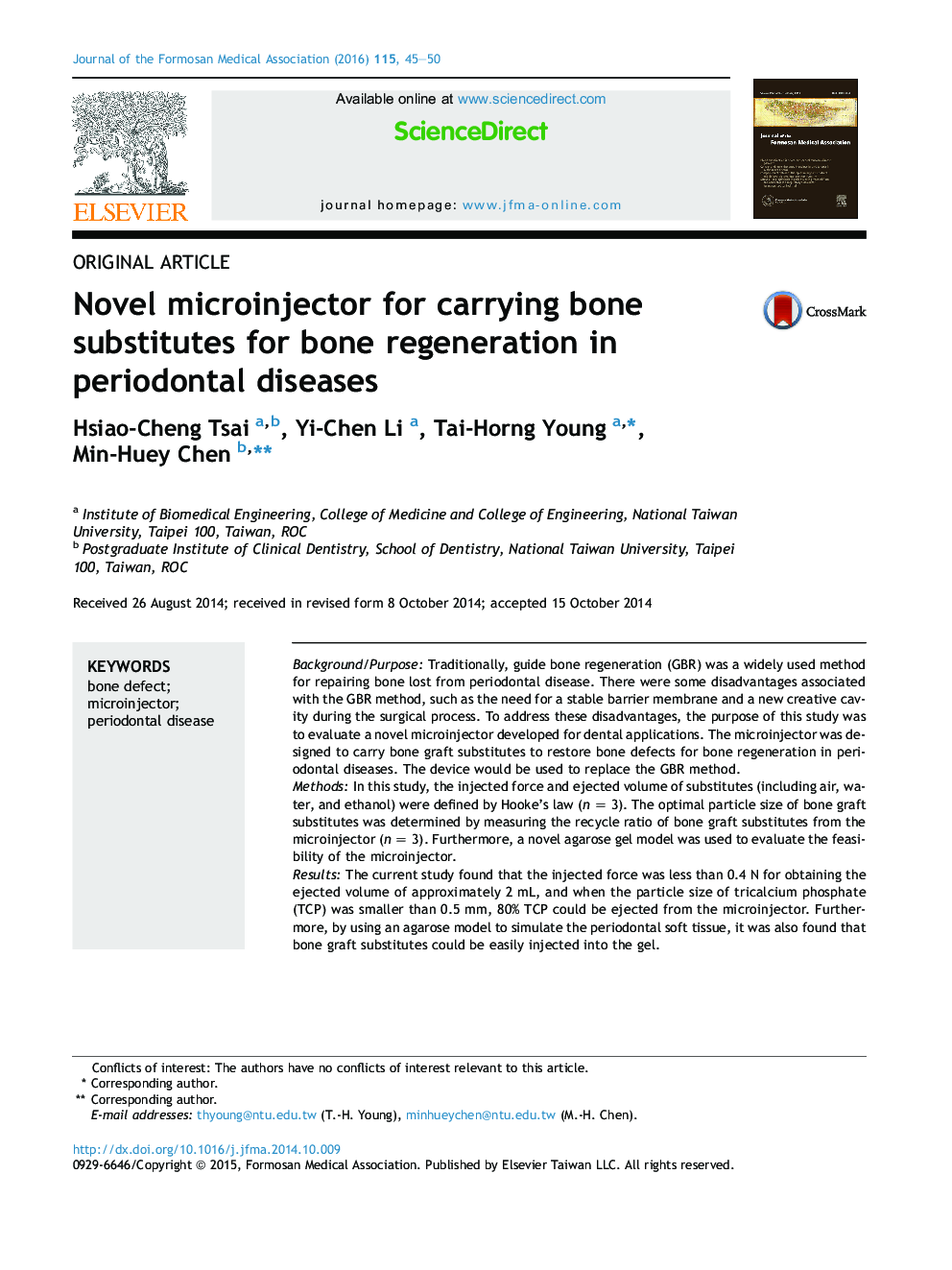 Novel microinjector for carrying bone substitutes for bone regeneration in periodontal diseases 