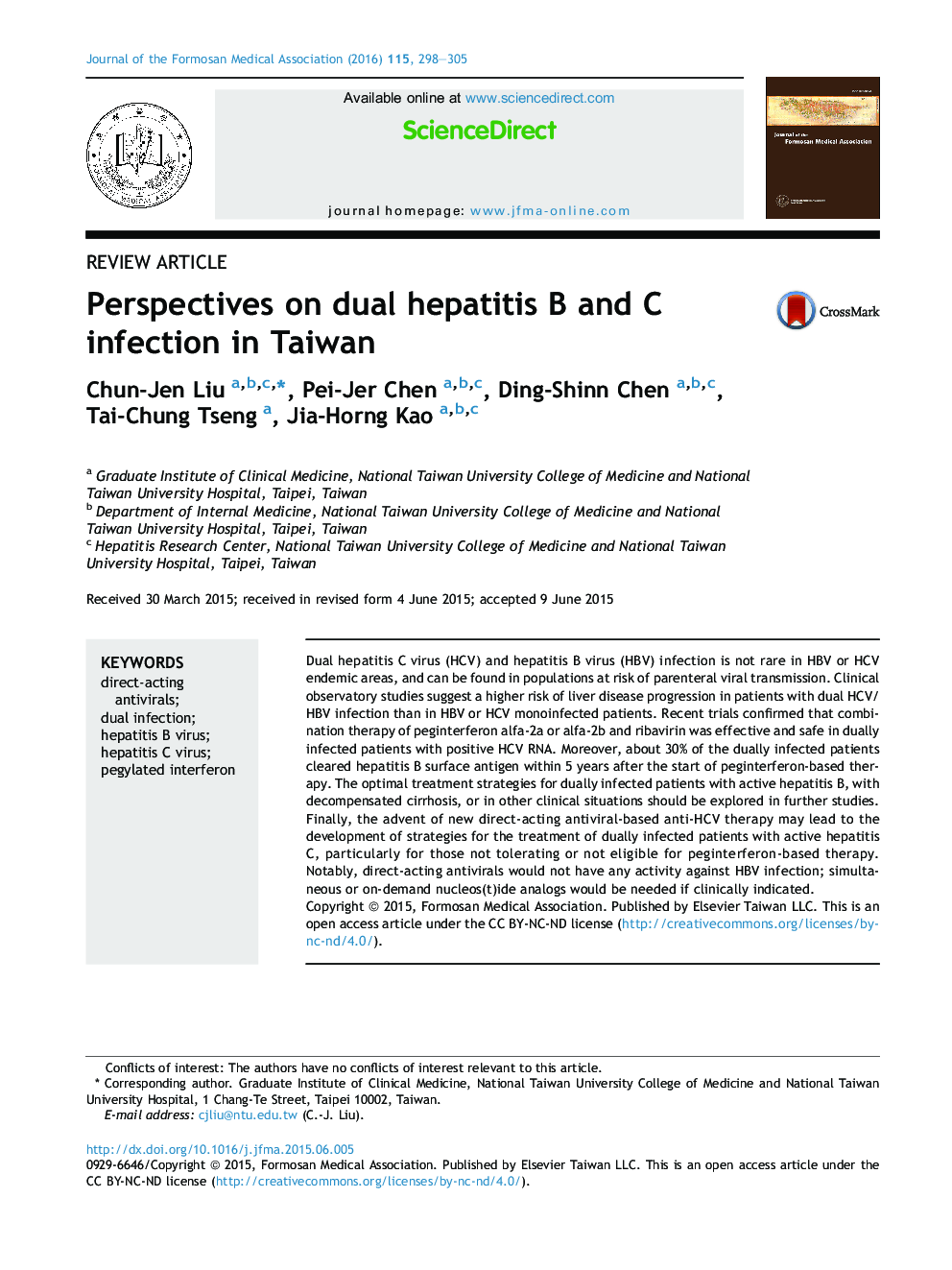 Perspectives on dual hepatitis B and C infection in Taiwan 