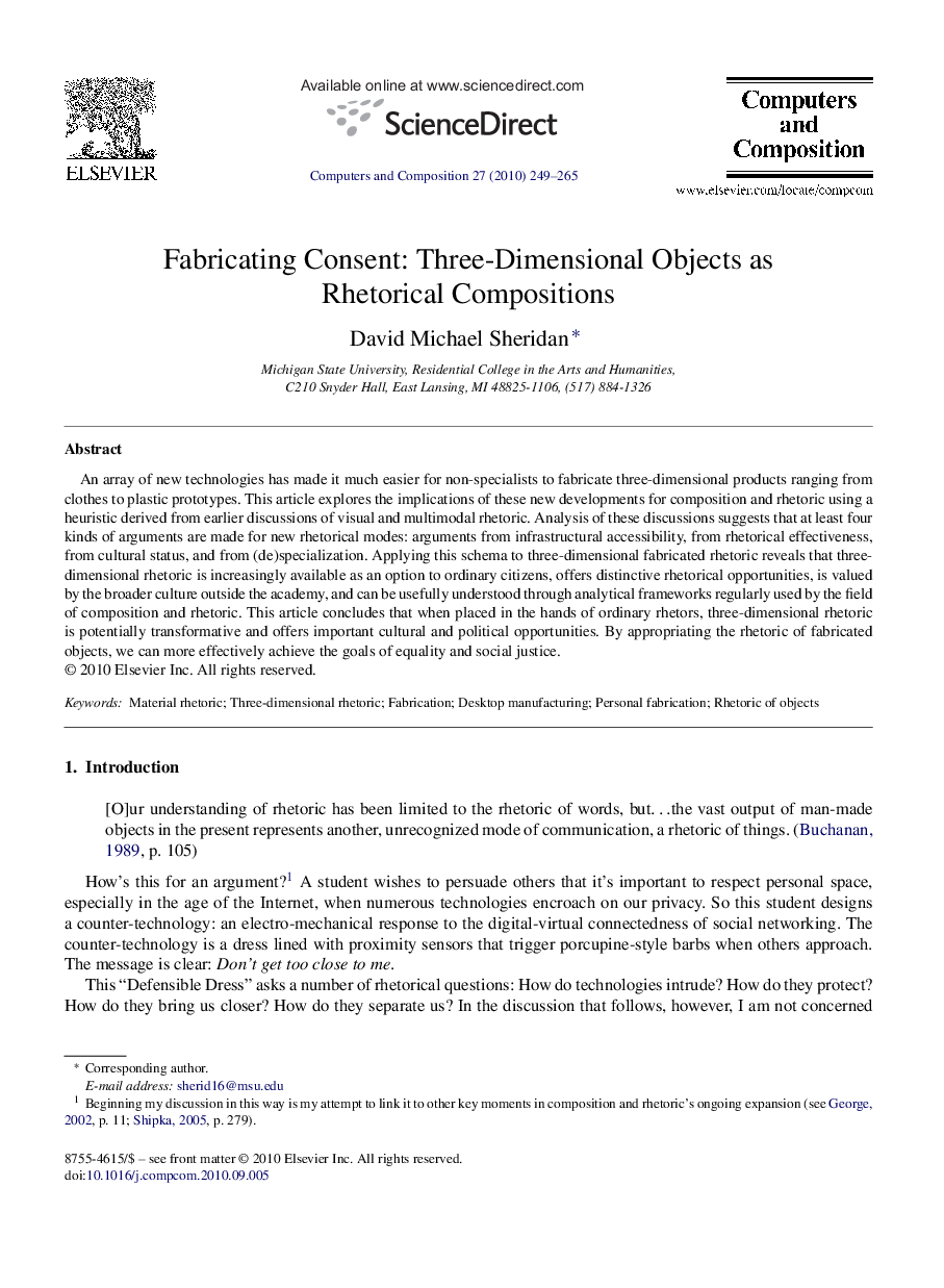 Fabricating Consent: Three-Dimensional Objects as Rhetorical Compositions