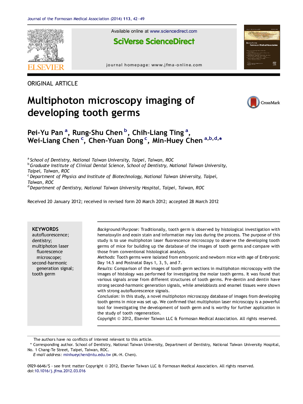 Multiphoton microscopy imaging of developing tooth germs 