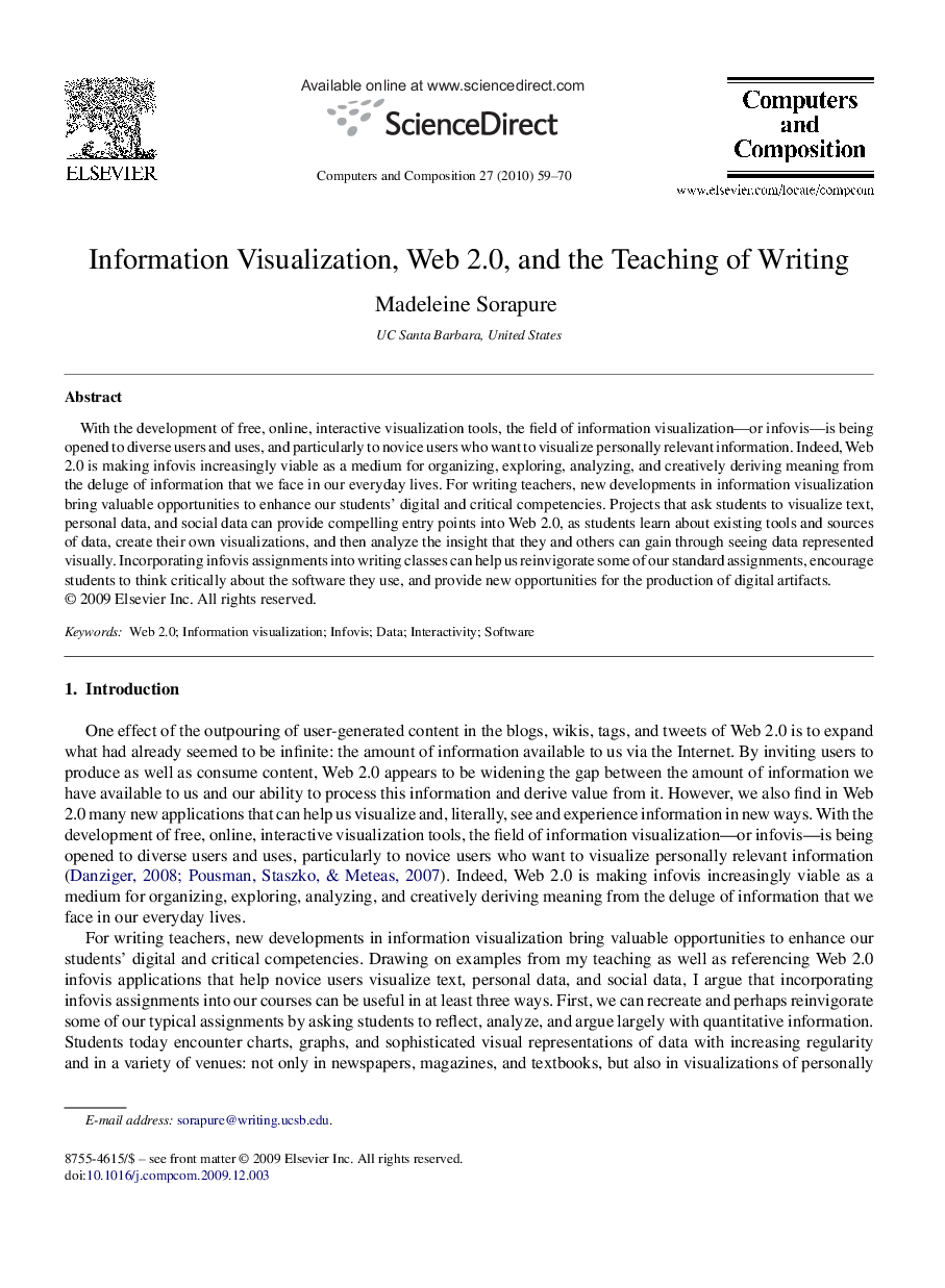 Information Visualization, Web 2.0, and the Teaching of Writing