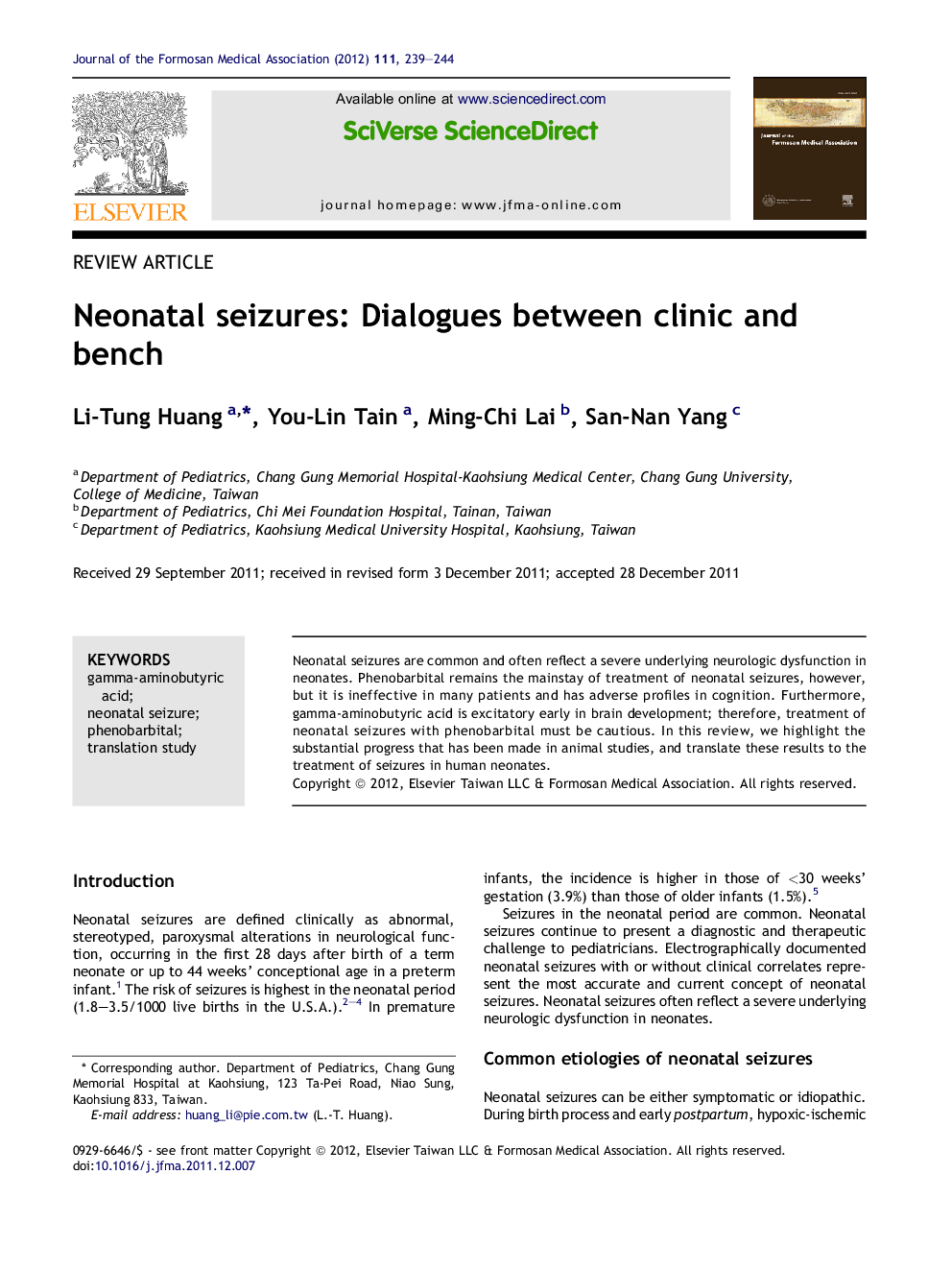 Neonatal seizures: Dialogues between clinic and bench