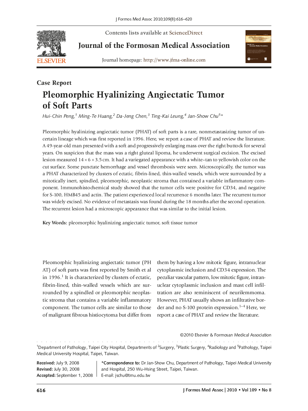 Pleomorphic Hyalinizing Angiectatic Tumor of Soft Parts