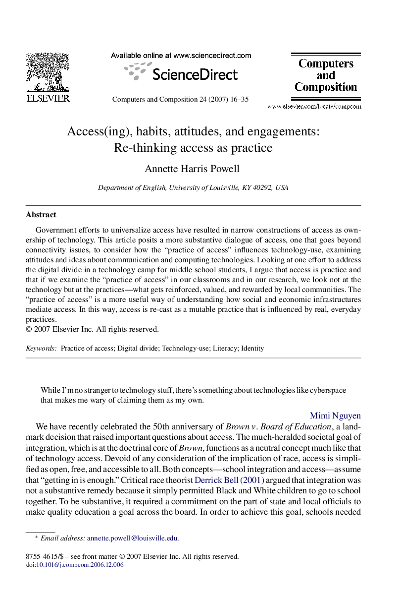 Access(ing), habits, attitudes, and engagements: Re-thinking access as practice