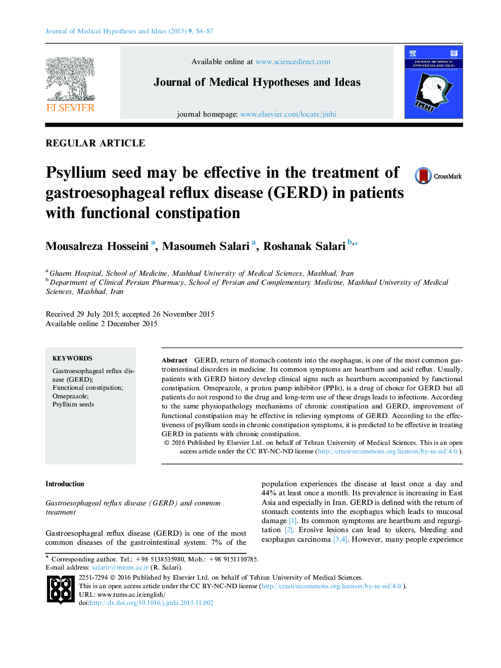 Psyllium seed may be effective in the treatment of gastroesophageal reflux disease (GERD) in patients with functional constipation