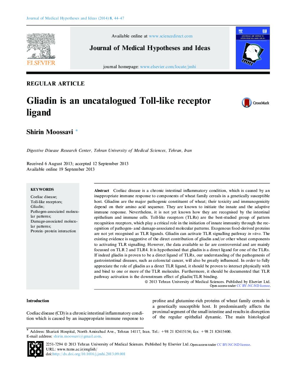 Gliadin is an uncatalogued Toll-like receptor ligand 