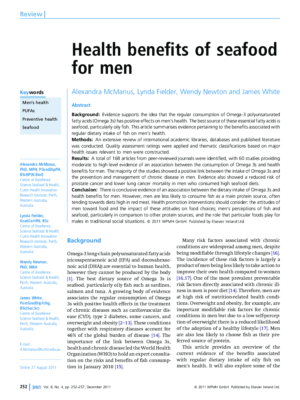 Health benefits of seafood for men