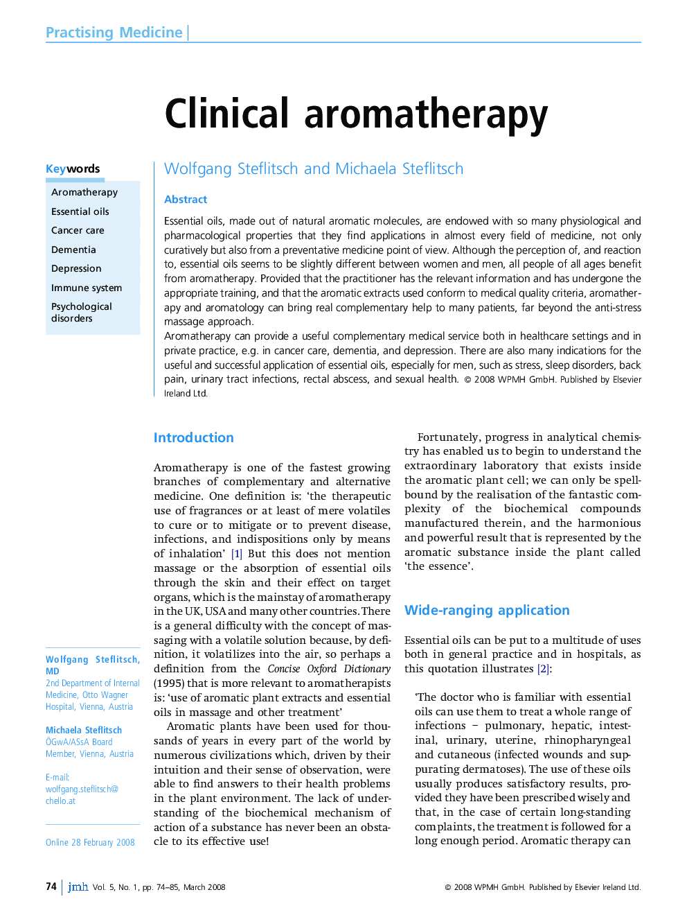 Clinical aromatherapy