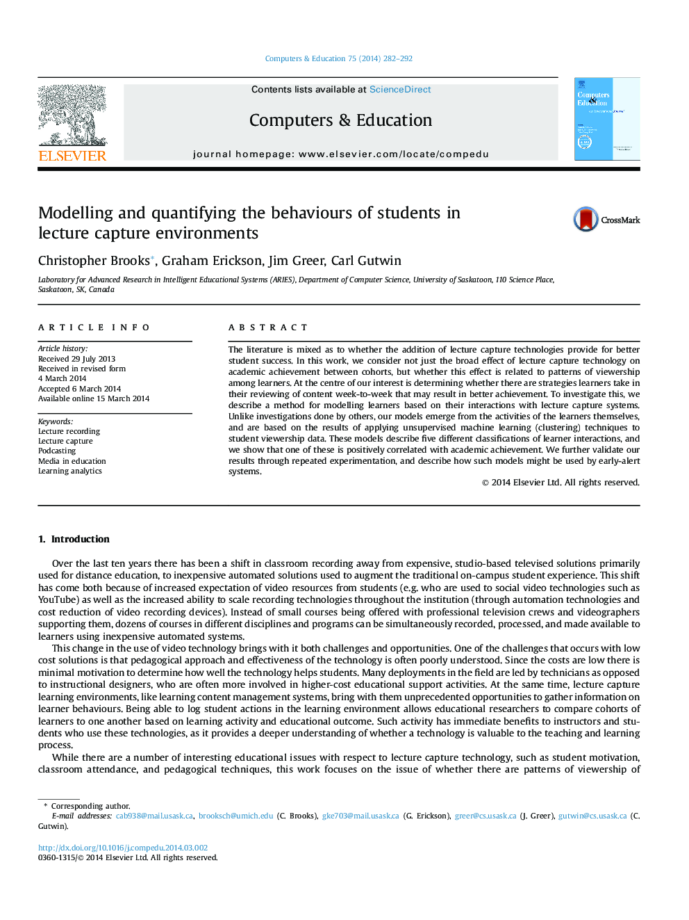 Modelling and quantifying the behaviours of students in lecture capture environments