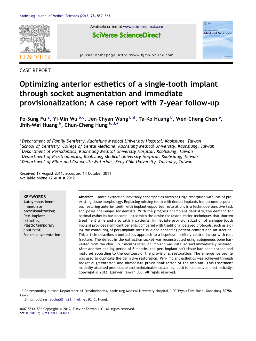 Optimizing anterior esthetics of a single-tooth implant through socket augmentation and immediate provisionalization: A case report with 7-year follow-up