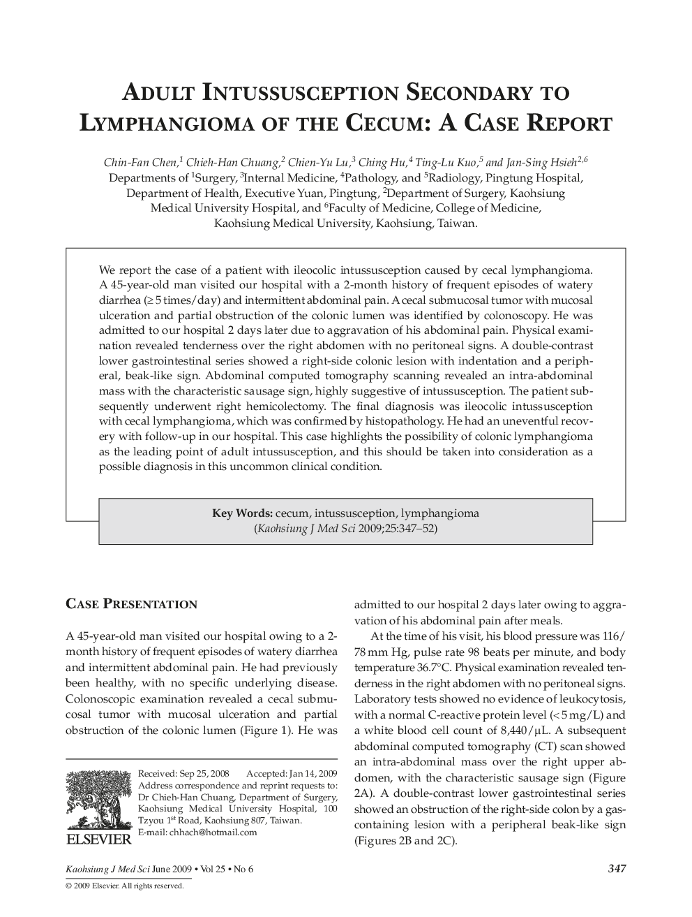 Adult Intussusception Secondary to Lymphangioma of the Cecum: A Case Report