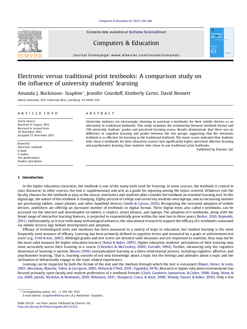 Electronic versus traditional print textbooks: A comparison study on the influence of university students' learning