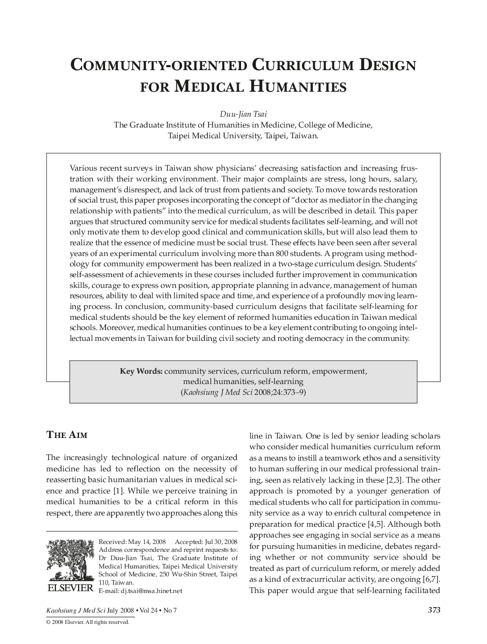 Community-oriented Curriculum Design for Medical Humanities
