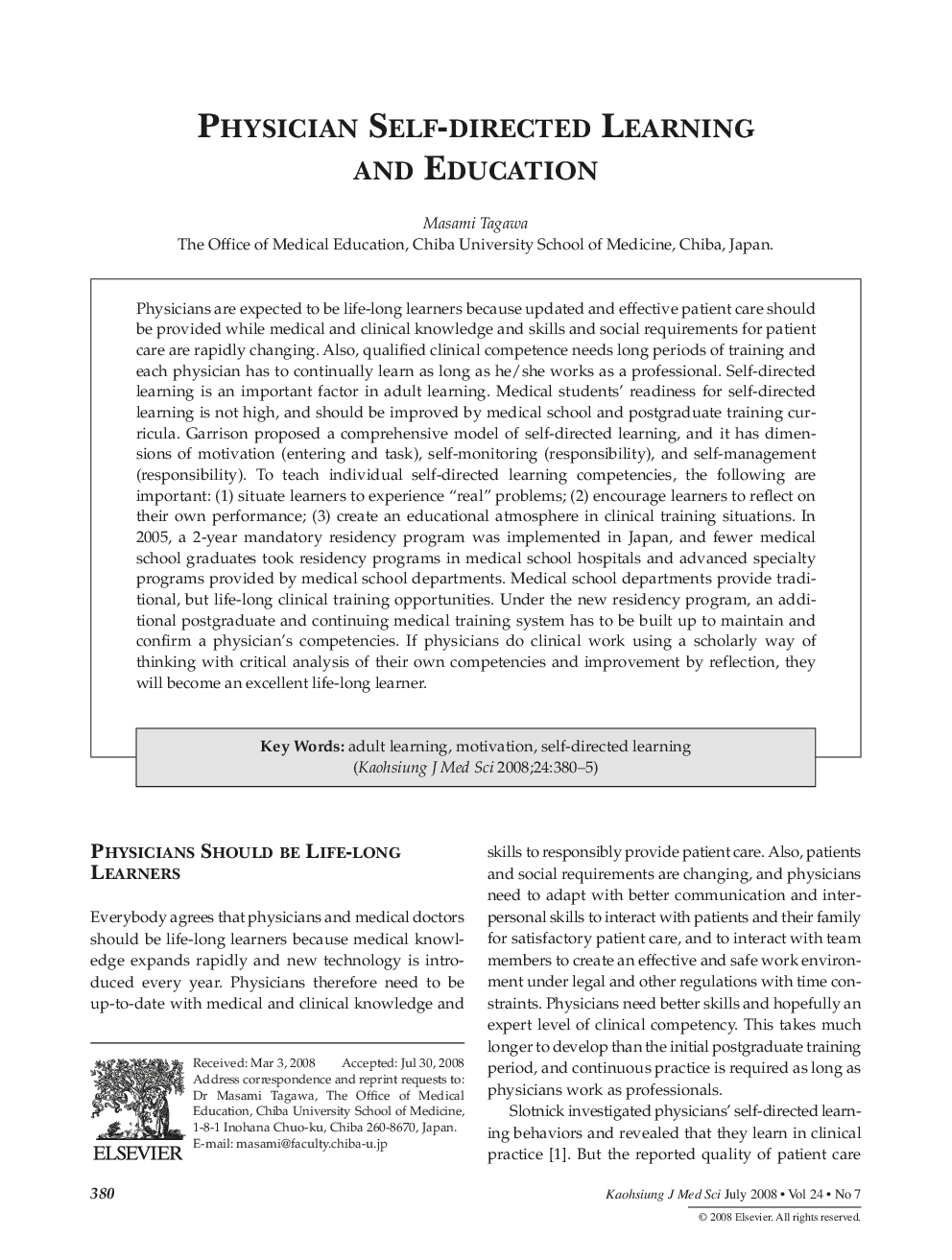 Physician Self-directed Learning and Education