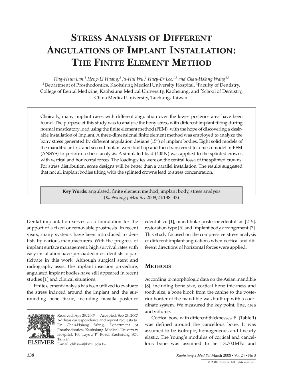 Stress Analysis of Different Angulations of Implant Installation: The Finite Element Method