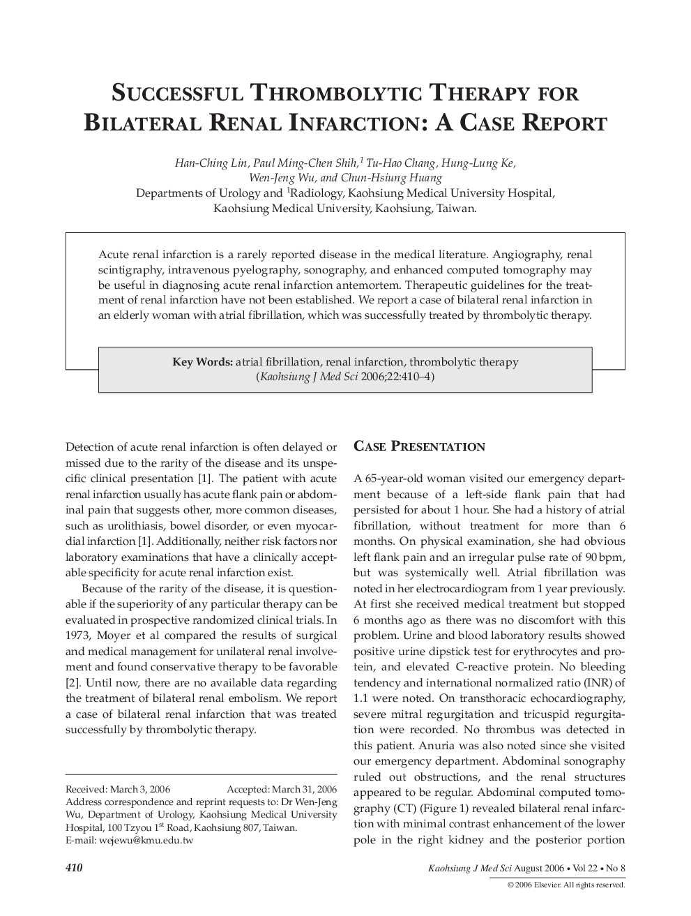 Successful Thrombolytic Therapy for Bilateral Renal Infarction: A Case Report