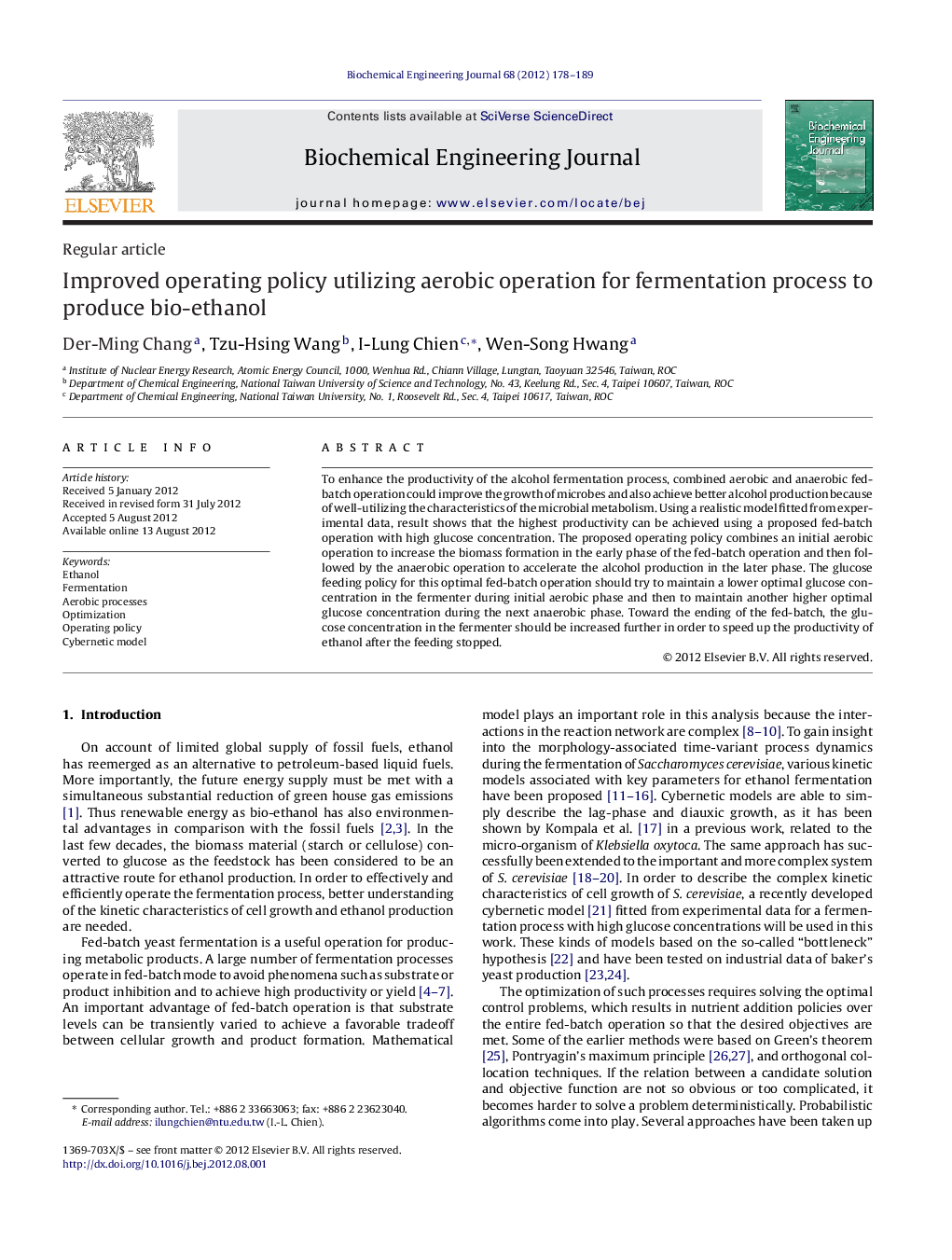 Improved operating policy utilizing aerobic operation for fermentation process to produce bio-ethanol