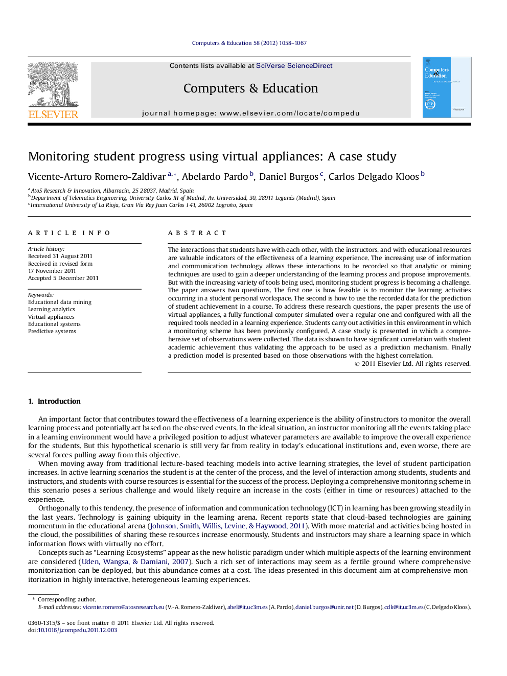 Monitoring student progress using virtual appliances: A case study