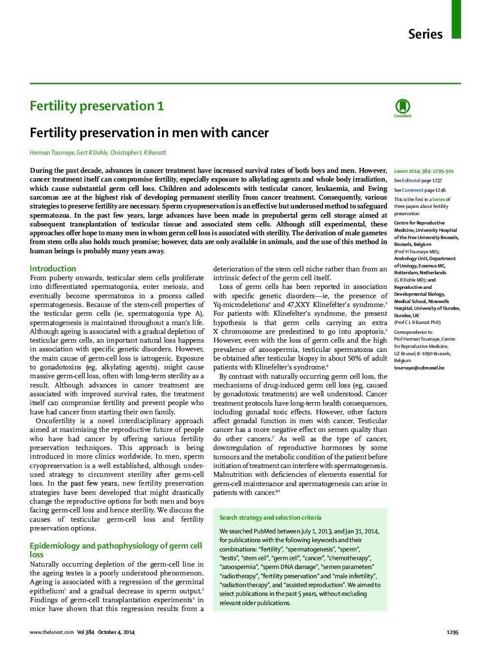 Fertility preservation in men with cancer