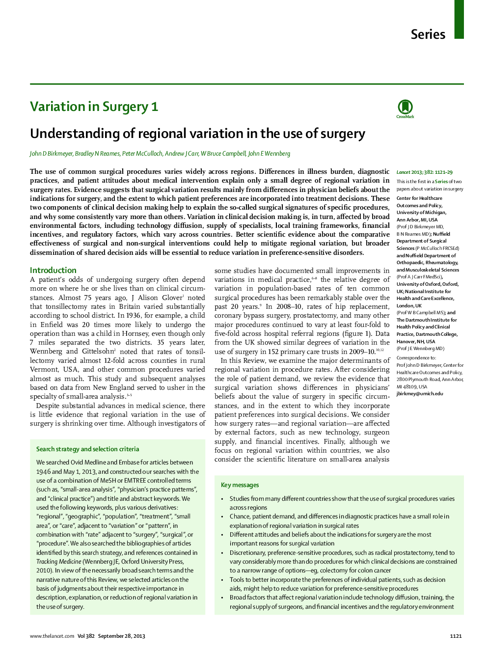 Understanding of regional variation in the use of surgery