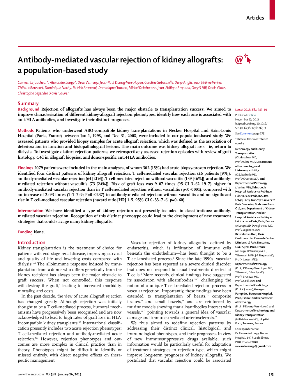 Antibody-mediated vascular rejection of kidney allografts: a population-based study