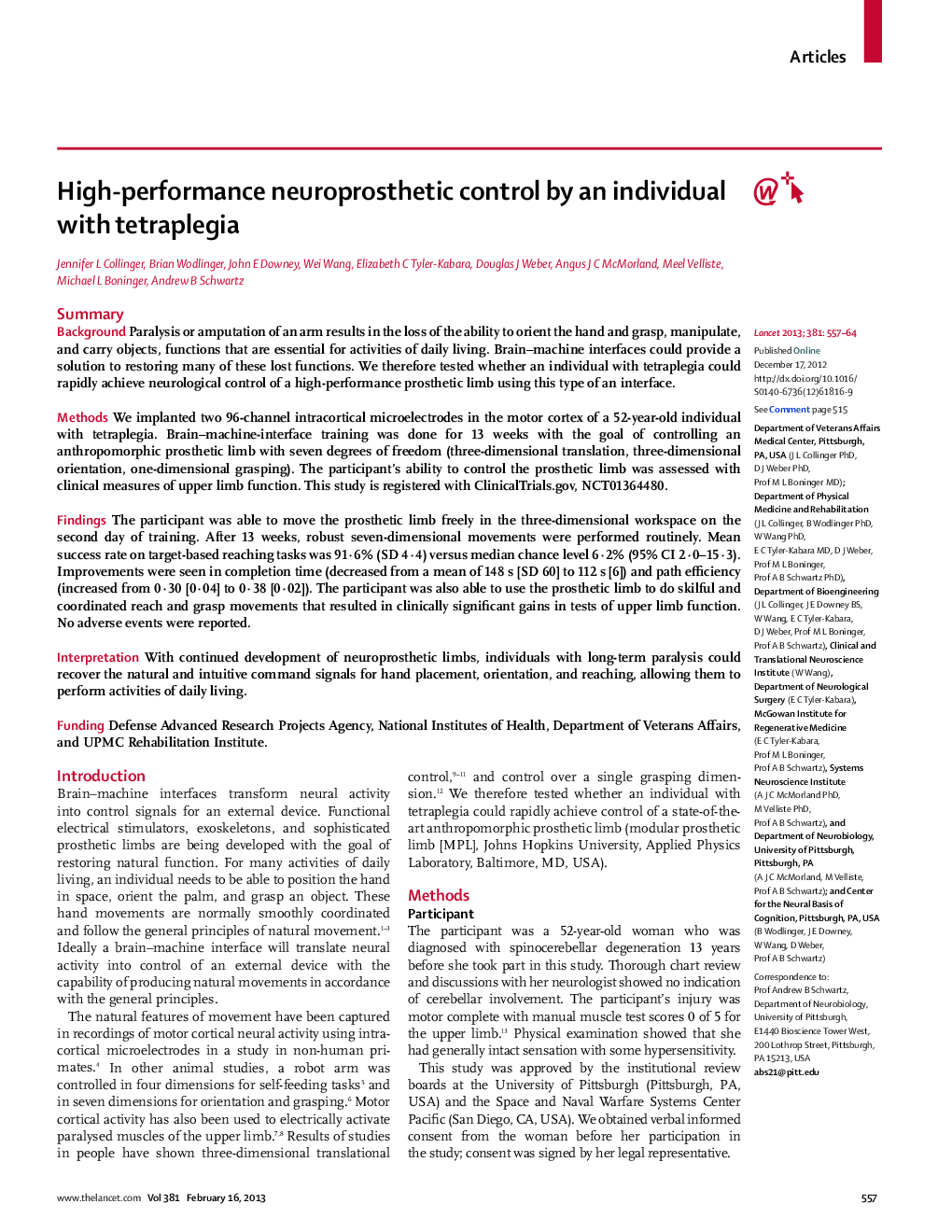 High-performance neuroprosthetic control by an individual with tetraplegia