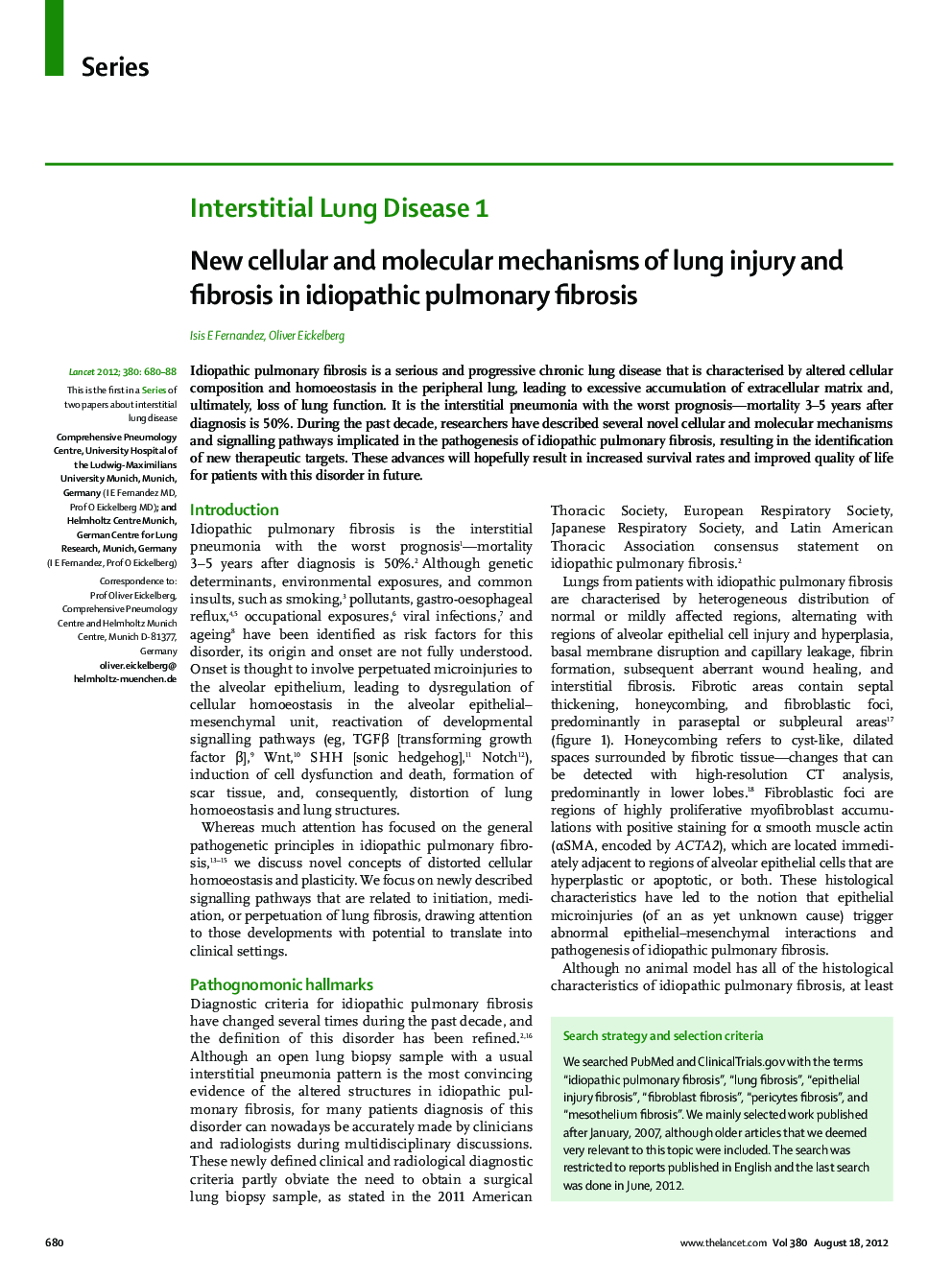 New cellular and molecular mechanisms of lung injury and fibrosis in idiopathic pulmonary fibrosis