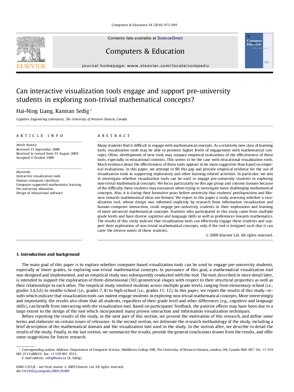 عکس صفحه اول مقاله: Can interactive visualization tools engage and support pre-university students in exploring non-trivial mathematical concepts? Can interactive visualization tools engage and support pre-university students in exploring non-trivial mathematical concepts?