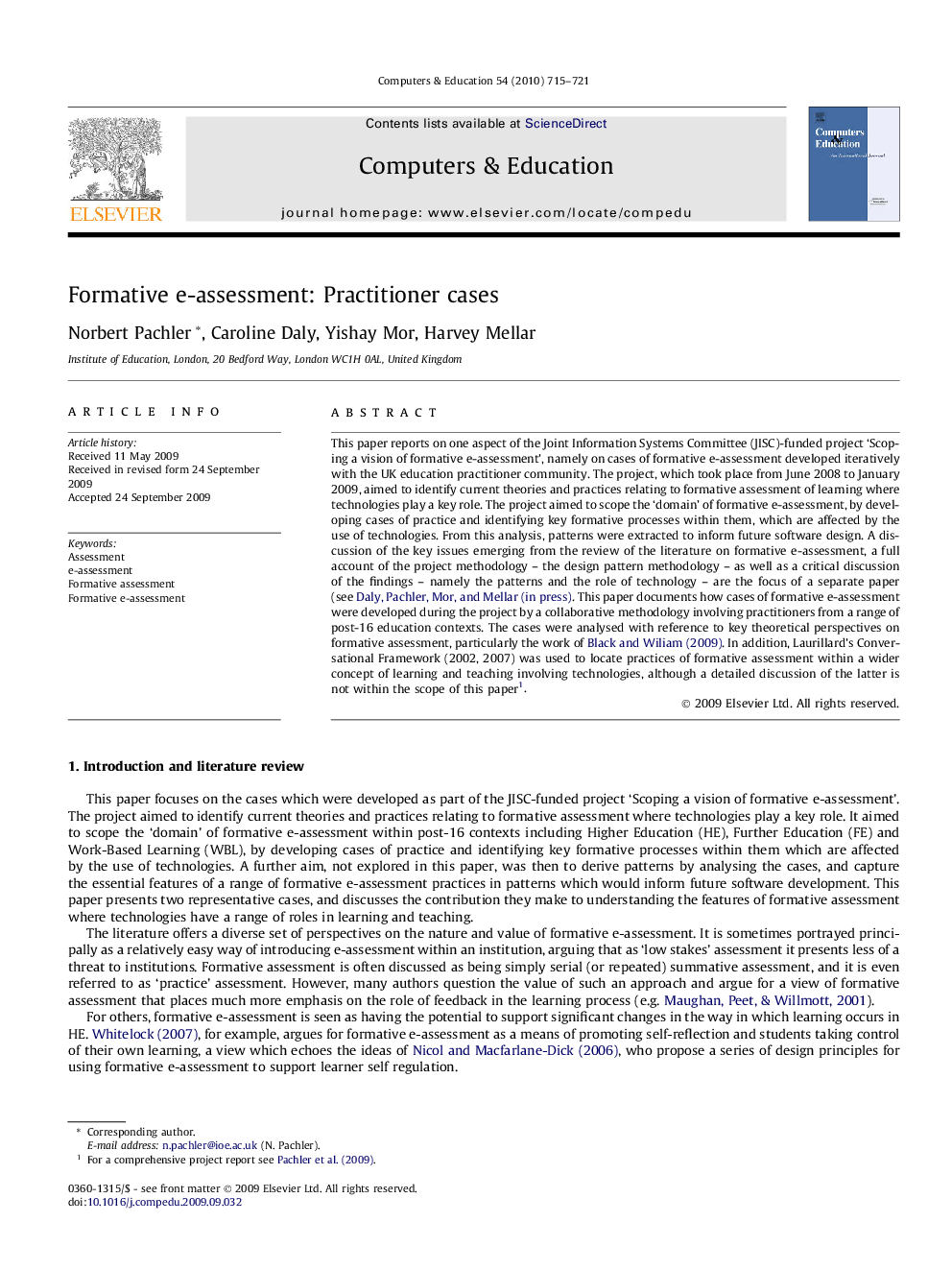 Formative e-assessment: Practitioner cases