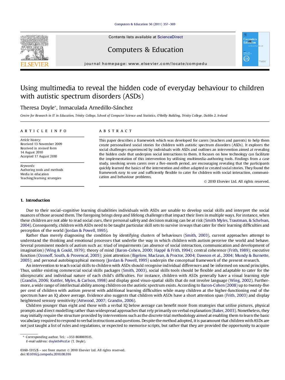 Using multimedia to reveal the hidden code of everyday behaviour to children with autistic spectrum disorders (ASDs)