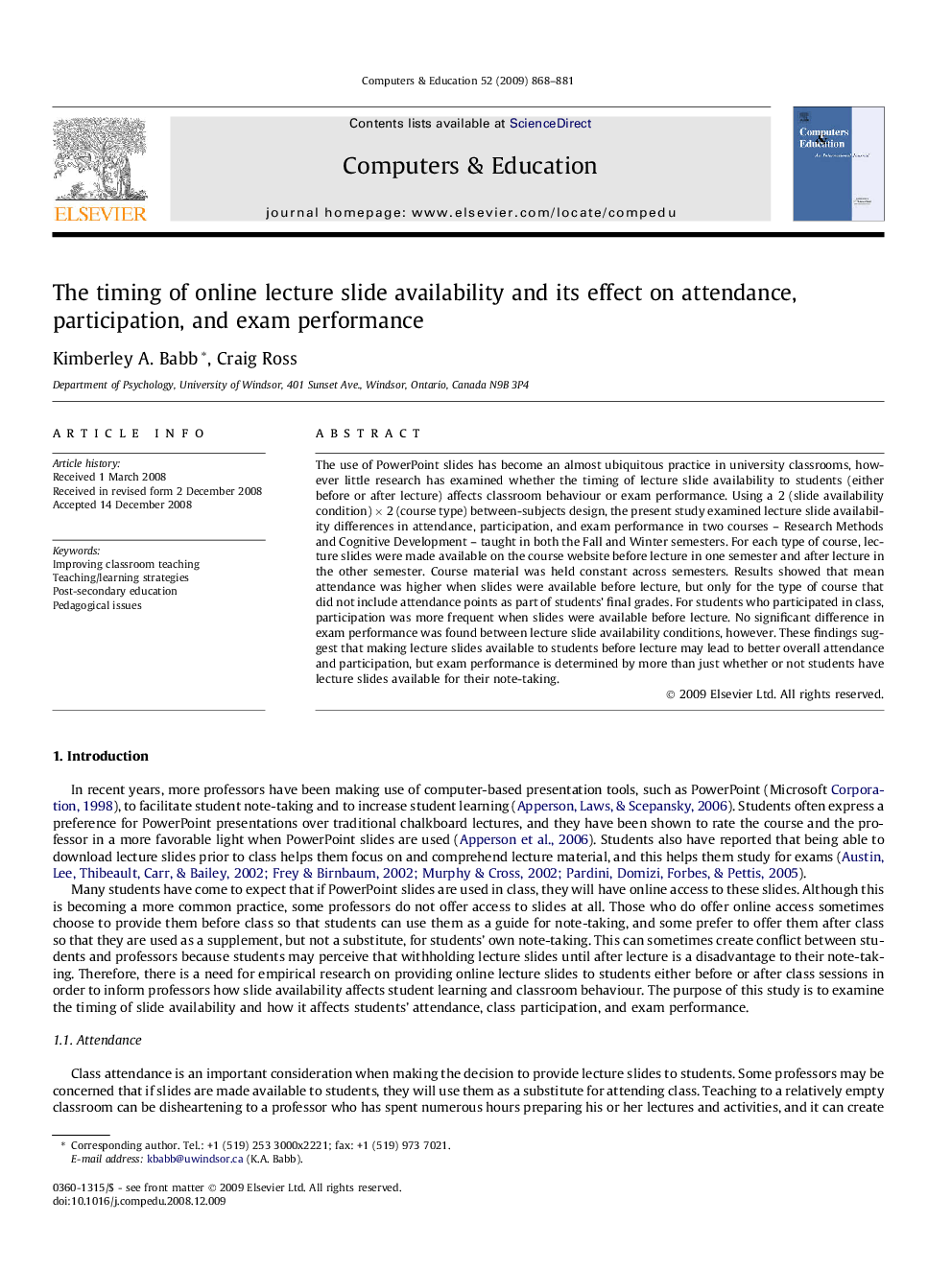 The timing of online lecture slide availability and its effect on attendance, participation, and exam performance