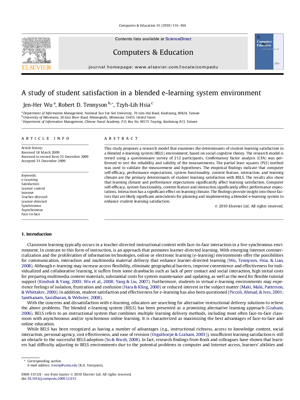 A study of student satisfaction in a blended e-learning system environment