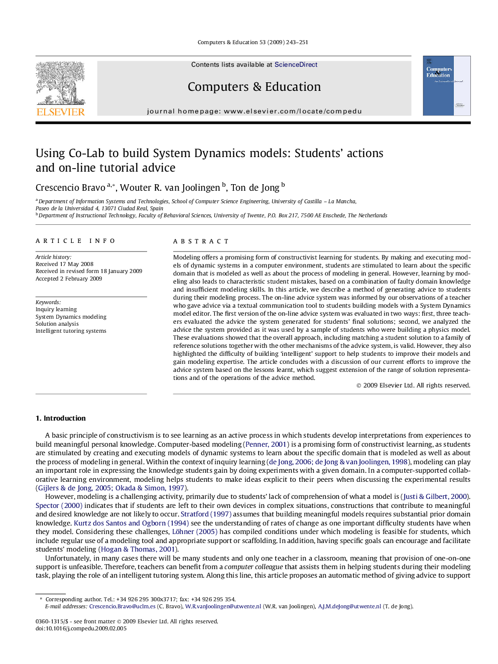 Using Co-Lab to build System Dynamics models: Students’ actions and on-line tutorial advice