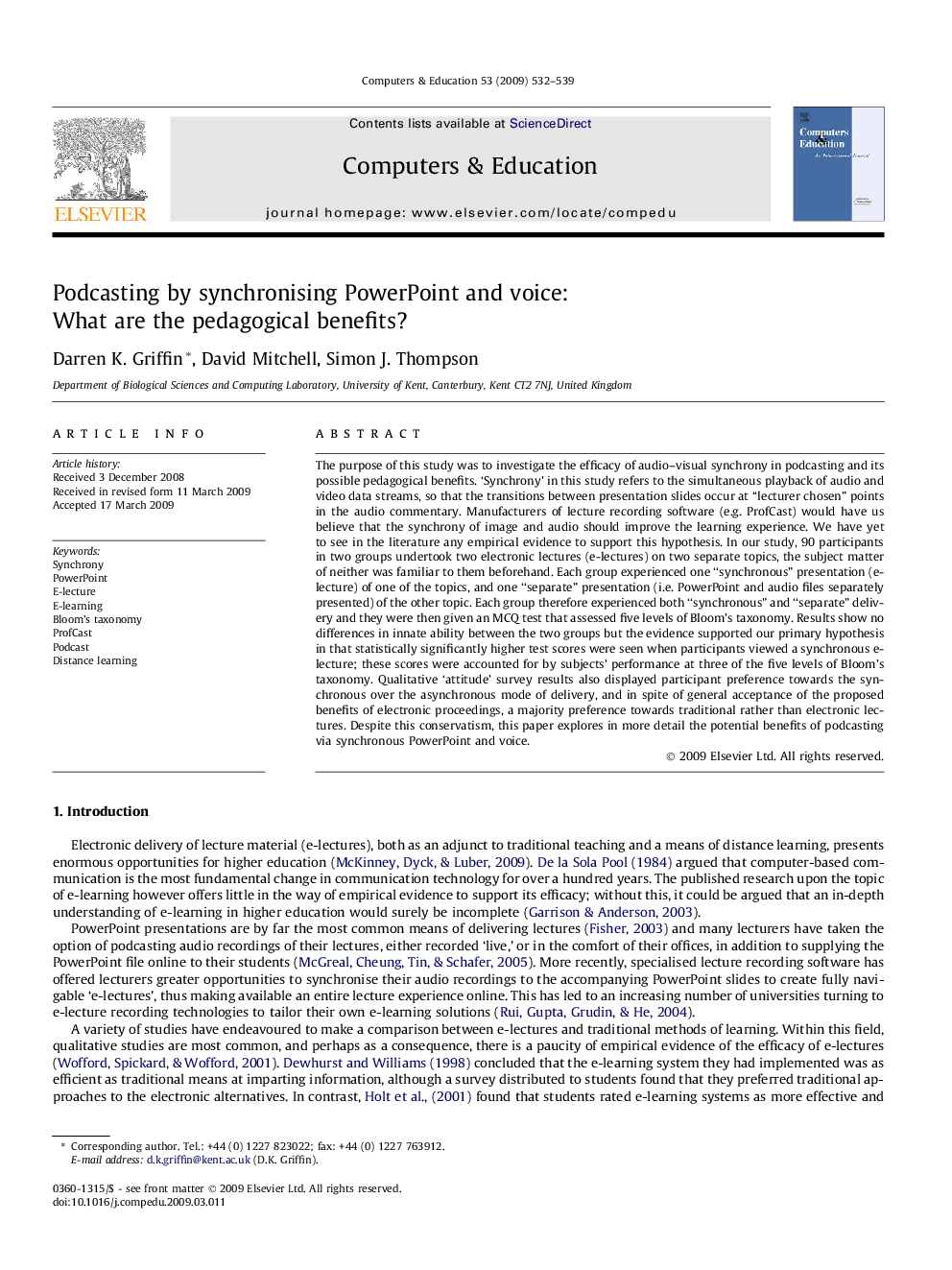 Podcasting by synchronising PowerPoint and voice: What are the pedagogical benefits?