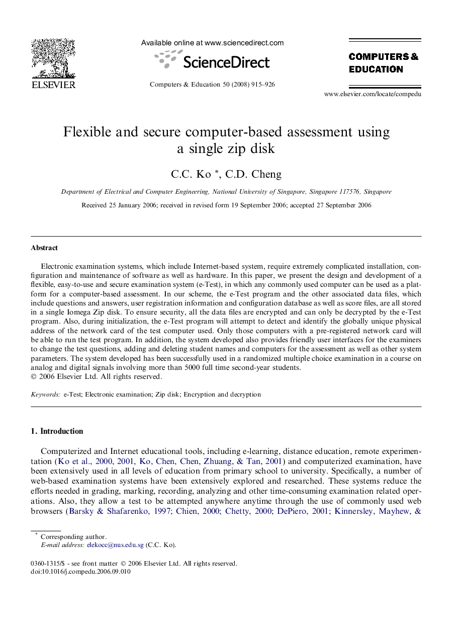 Flexible and secure computer-based assessment using a single zip disk